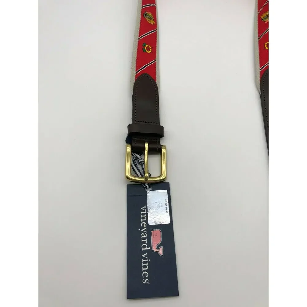 Vineyard Vines Chicago Blackhawks Men's Belt Size 32 NWT MSRP $58